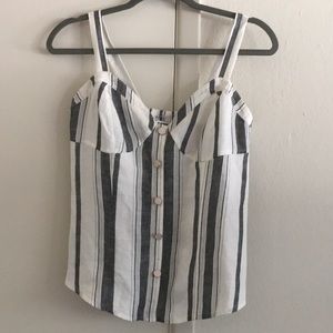 Express grey and white strip, button up top